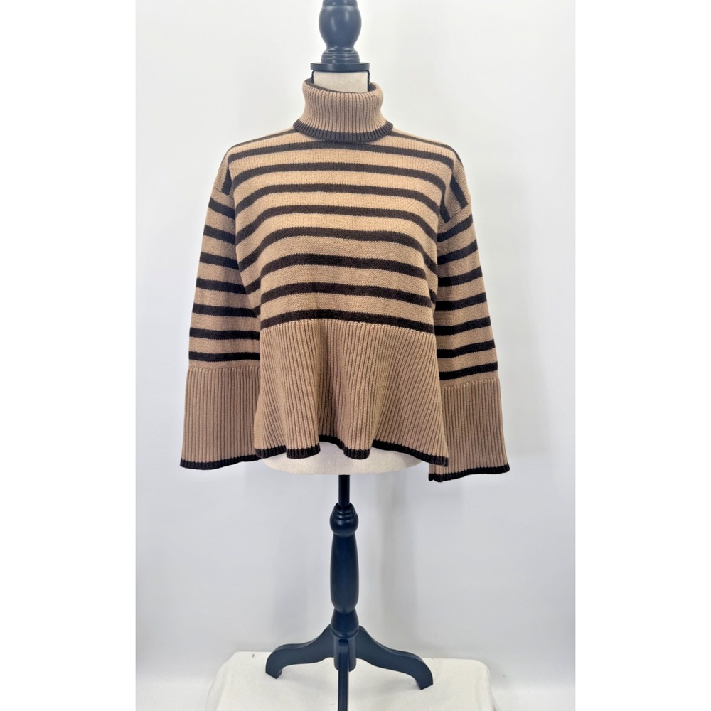 Toteme Signature Stripe Turtleneck Sweater Oversize XXS Organic Wool Cotton Cozy